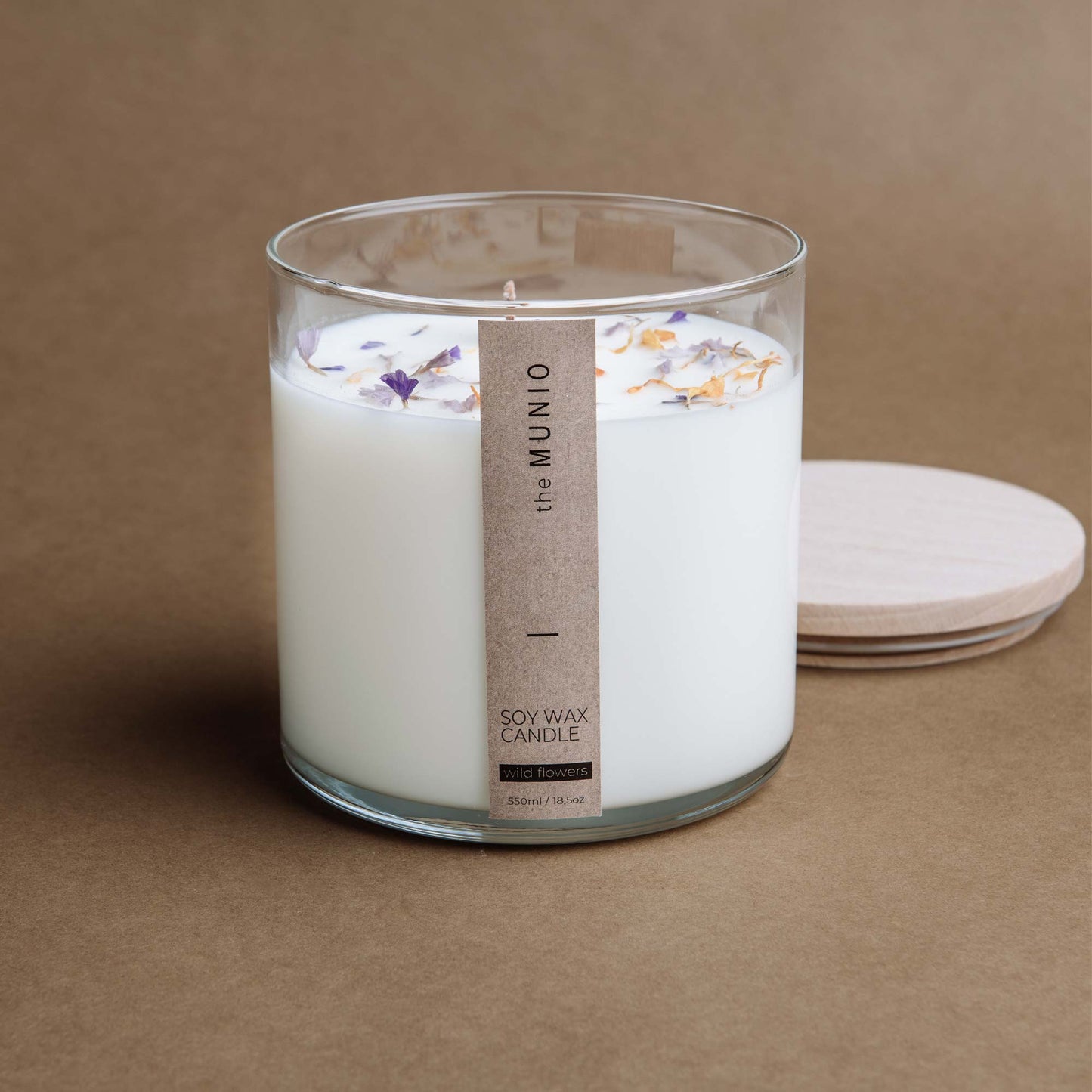 Vilde blomster Candle i et glas votive med træ væger - Aromaspecialisten