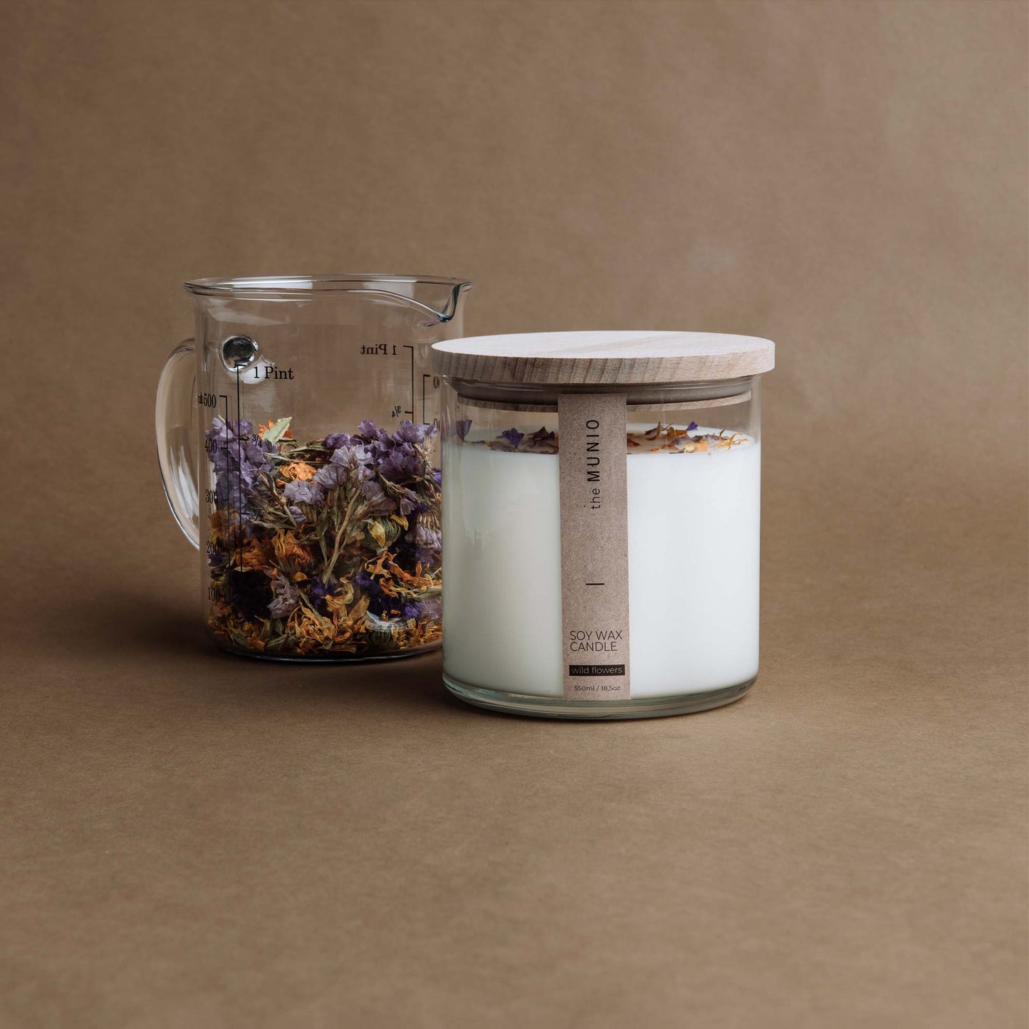 Vilde blomster Candle i et glas votive med træ væger - Aromaspecialisten